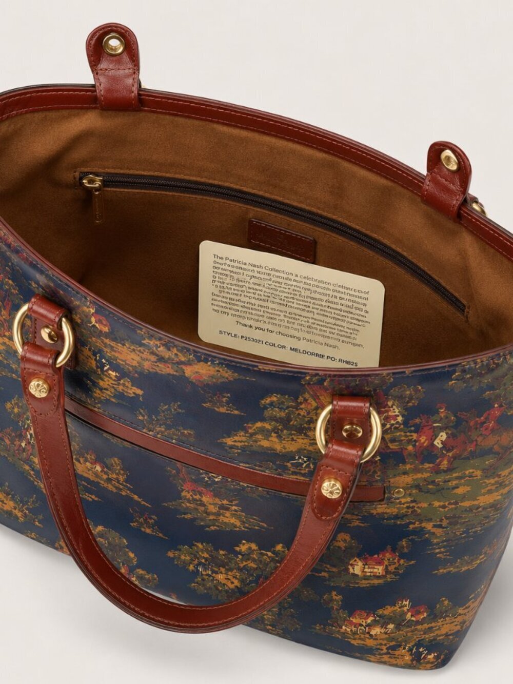 Patricia Nash Alessano Tote Kent Countryside Navy Scenic Print NWT - Picture 5 of 7